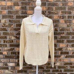 Joie Knit Womens Sweater Size Medium Grandma Coastal Cream.
